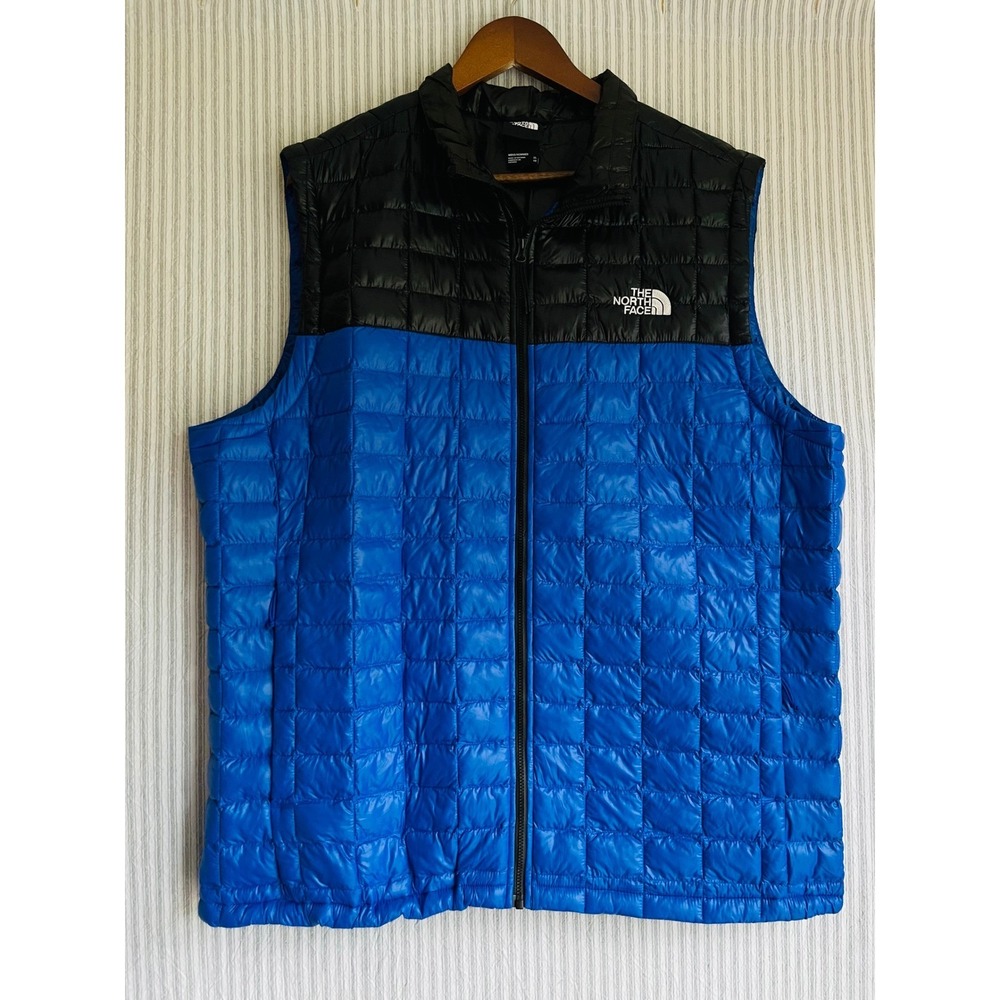 The North Face ThermoBall Eco Vest Mens XL Blue Black Puffer Full Zip Outdoors